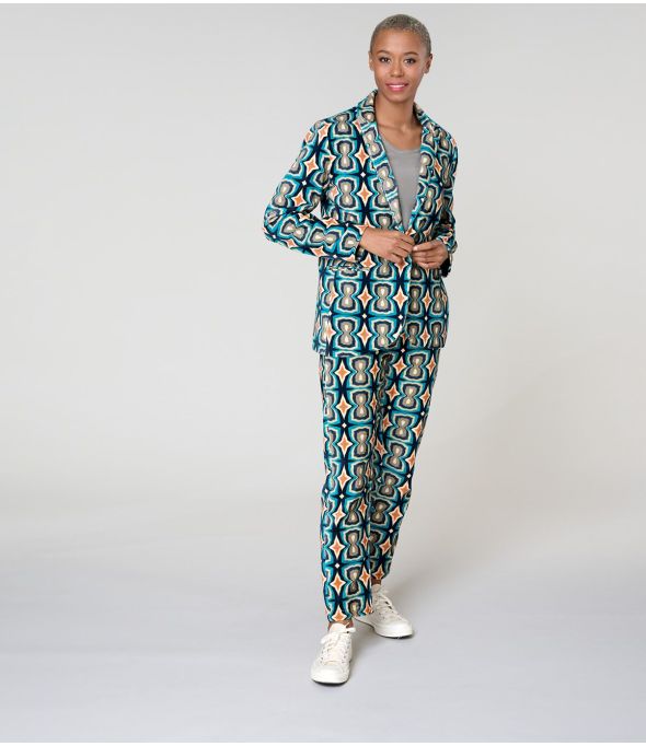 LENY KHAN BLUE COTTON PANTS - - Storiatipic