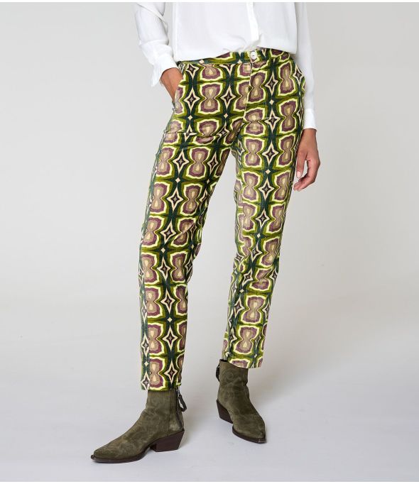 LENY KHAN GREEN COTTON PANTS - - Storiatipic