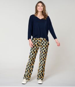 SASHA KUMI NAVY COTTON PANTS - - Storiatipic