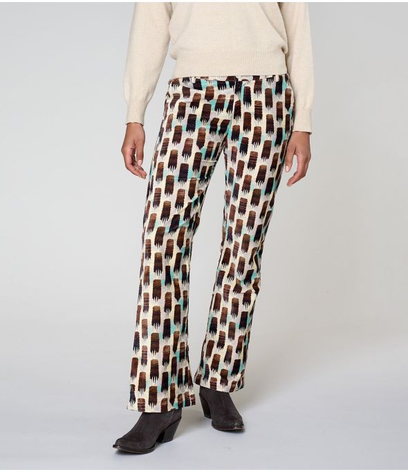PANTALONES SASHA KUMI ALGODÓN CIRUELA - - Storiatipic