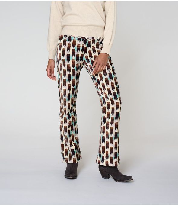 PANTALONES SASHA KUMI ALGODÓN CIRUELA - - Storiatipic