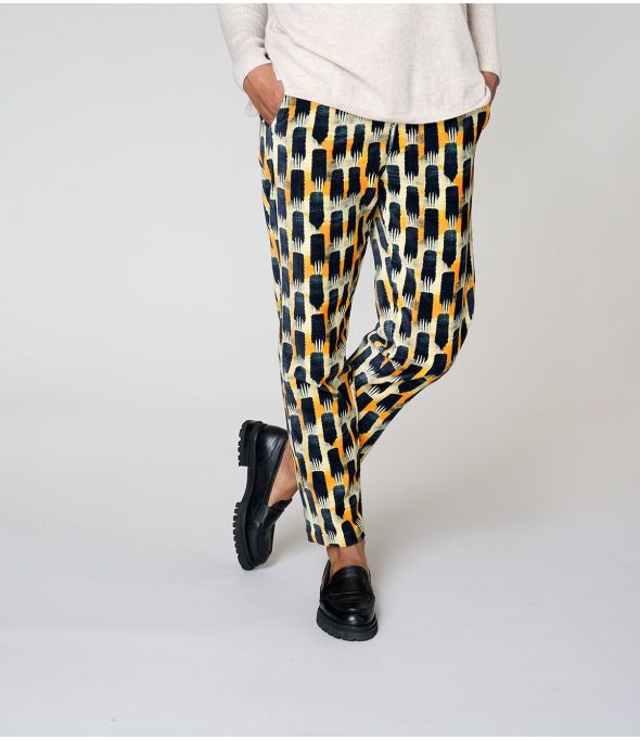 LENY KUMI NAVY COTTON PANTS - - Storiatipic