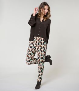 LENY KUMI PLUM COTTON PANTS - - Storiatipic