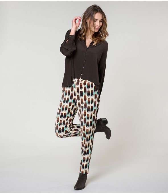LENY KUMI PLUM COTTON PANTS - - Storiatipic
