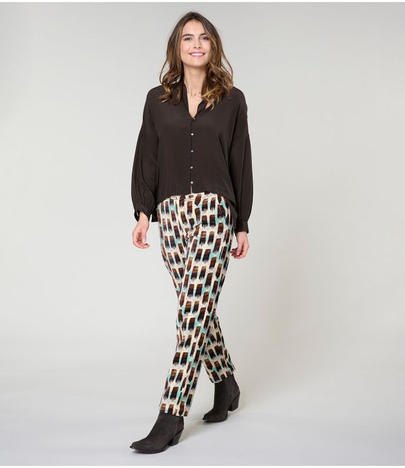 LENY KUMI PLUM COTTON PANTS - - Storiatipic