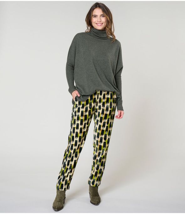 LENY KUMI GREEN COTTON PANTS - - Storiatipic