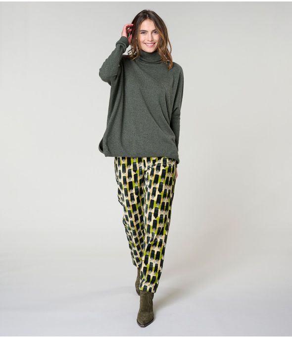 LENY KUMI GREEN COTTON PANTS - - Storiatipic
