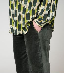 SASHA PLAIN KHAKI VELVET COTTON PANTS - - Storiatipic SASHA PLAIN KHAKI VELVET COTTON PANTS - - Storiatipic