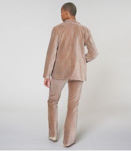 SASHA PLAIN VELVET NUDE COTTON PANTS - - Storiatipic SASHA PLAIN VELVET NUDE COTTON PANTS - - Storiatipic