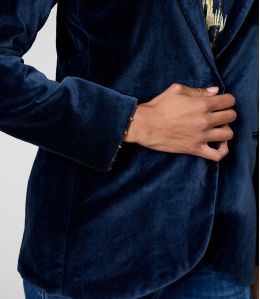 PLAIN PLAIN VELVET NAVY SHOULDER JACKET in Cotton - - Storiatipic PLAIN PLAIN VELVET NAVY SHOULDER JACKET in Cotton - - Storiatipic