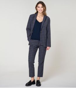 MARIUS TARTAN BLUE COTTON TROUSERS - - Storiatipic