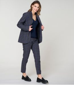 MARIUS TARTAN BLUE COTTON TROUSERS - - Storiatipic