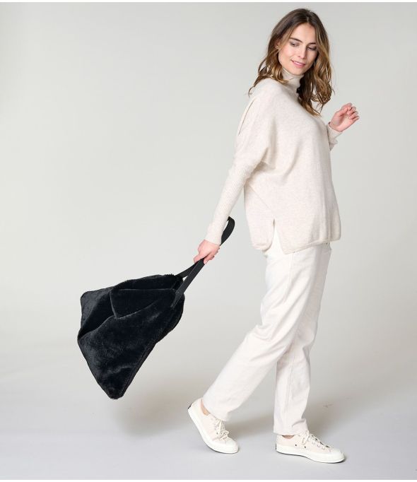 DODO FUR BLACK LARGE BAG in Polyester - - Storiatipic