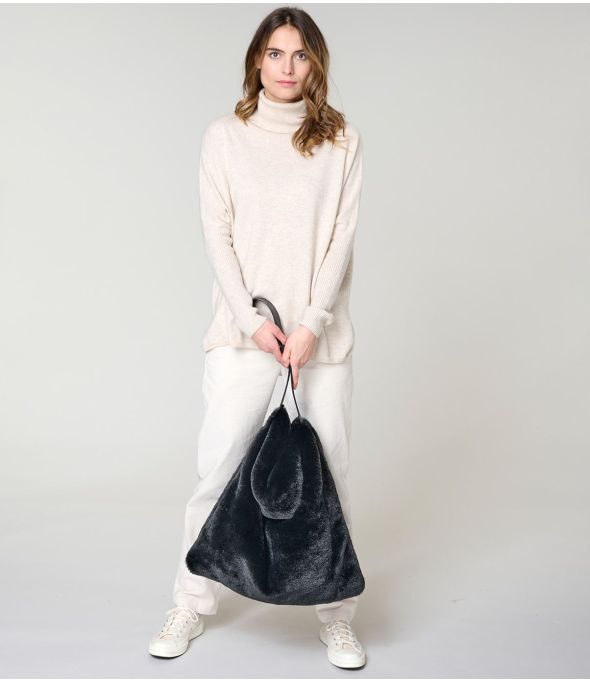 DODO FUR BLACK LARGE BAG in Polyester - - Storiatipic