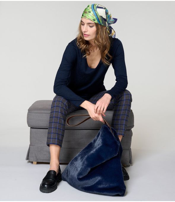 DODO FUR NAVY LARGE BAG in Polyester - - Storiatipic