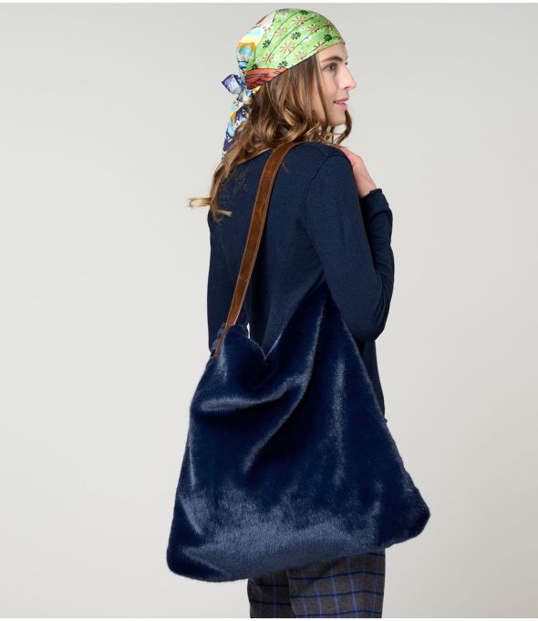 BOLSO GRANDE DODO FUR NAVY en Poliéster - - Storiatipic