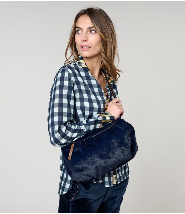 MEDIUM NAVY FUR FANNY PACK polyester bag - - Storiatipic