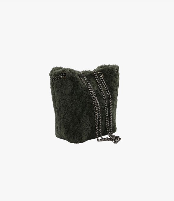 ALICE KHAKI FUR SMALL BAG in Polyester - - Storiatipic