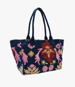 CRUISE BOTANIC NAVY LARGE COTTON BAG - - Storiatipic CRUISE BOTANIC NAVY LARGE COTTON BAG - - Storiatipic
