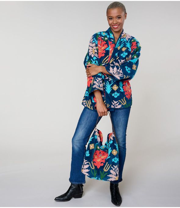 BOLSO GRANDE DODO BOTANIC NAVY en Algodón - - Storiatipic