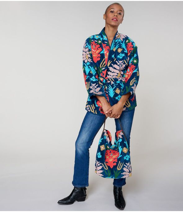 BOLSO GRANDE DODO BOTANIC NAVY en Algodón - - Storiatipic