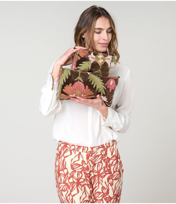 COSM BOTANIC BROWN COTTON PENCIL CASE - - Storiatipic