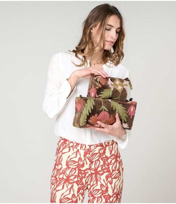 COSM BOTANIC BROWN COTTON PENCIL CASE - - Storiatipic