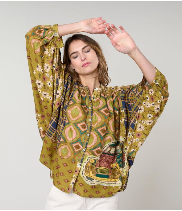 BLUSA DE ALGODÓN VERDE COCO DOLORES - - Storiatipic