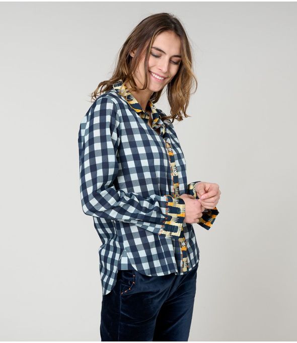 Camisa de algodón FRAN CHECK NAVY - - Storiatipic