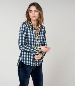 FRAN CHECK NAVY Cotton Shirt - - Storiatipic FRAN CHECK NAVY Cotton Shirt - - Storiatipic