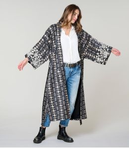 KIMONO BELEM BLACK KIMONO in Cotton - - Storiatipic