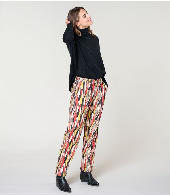 LENY FLAMA RED Viscose pants - - Storiatipic