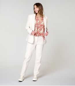 LOU PLAIN VELVET ECRU JACKET in Viscose - - Storiatipic LOU PLAIN VELVET ECRU JACKET in Viscose - - Storiatipic