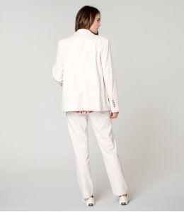 LOU PLAIN VELVET ECRU JACKET in Viscose - - Storiatipic LOU PLAIN VELVET ECRU JACKET in Viscose - - Storiatipic