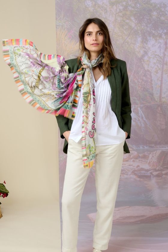FLORIDA Silk Modal Scarf for Women 100 x 180 CM - - Storiatipic