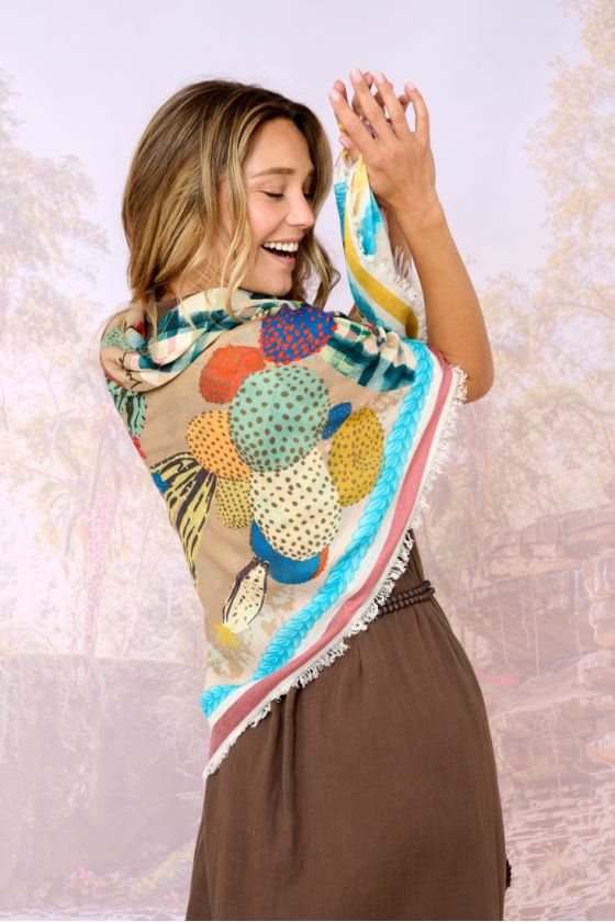PETULA Large square scarf in Wool, cotton, modal for Women 140 x 140 cm - - Storiatipic