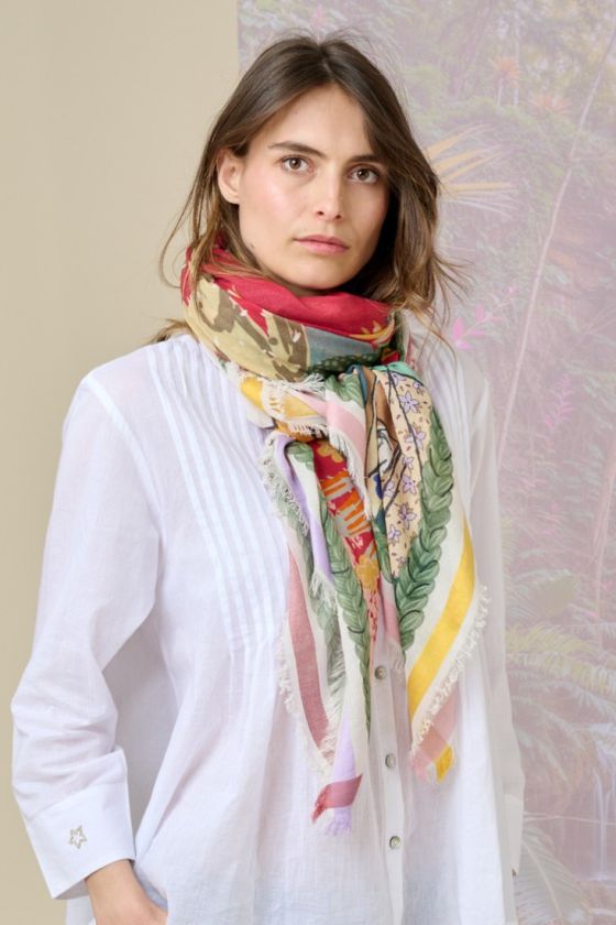 PETULA Large square scarf in Wool, cotton, modal for Women 140 x 140 cm - - Storiatipic