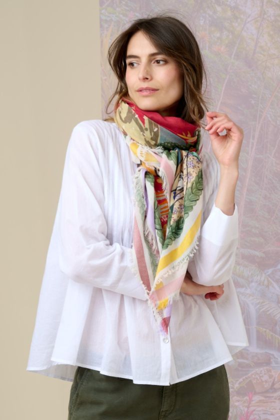 PETULA Large square scarf in Wool, cotton, modal for Women 140 x 140 cm - - Storiatipic