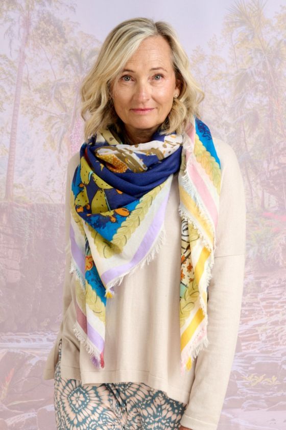 PETULA Large square scarf in Wool, cotton, modal for Women 140 x 140 cm - - Storiatipic