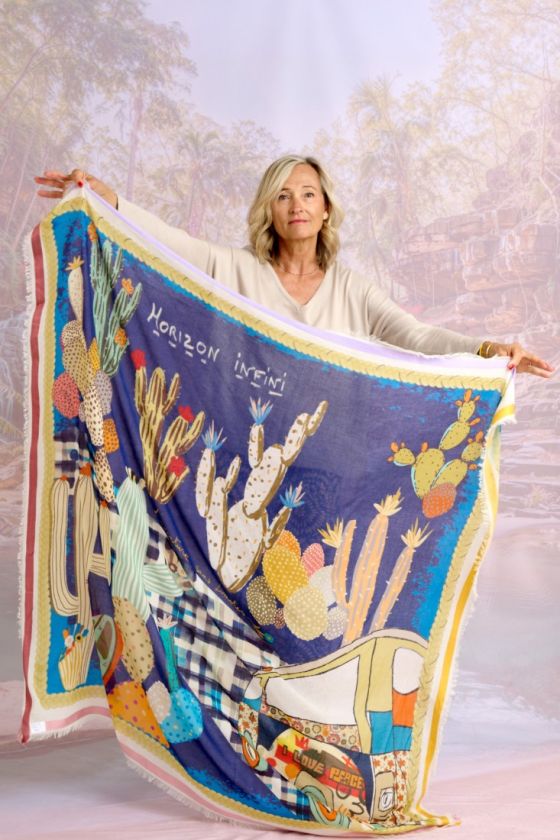 PETULA Large square scarf in Wool, cotton, modal for Women 140 x 140 cm - - Storiatipic