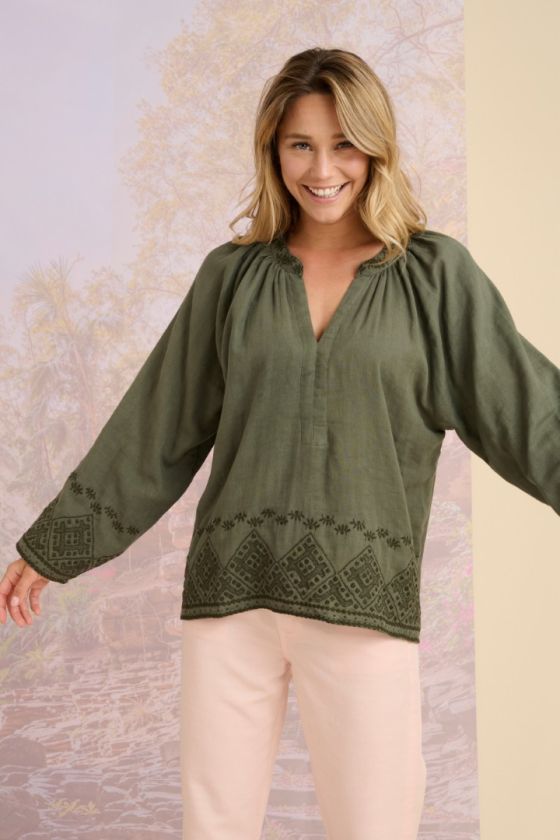 OLSEN UNI Blouses & Chemises en Double Gaz de Coton - - Storiatipic