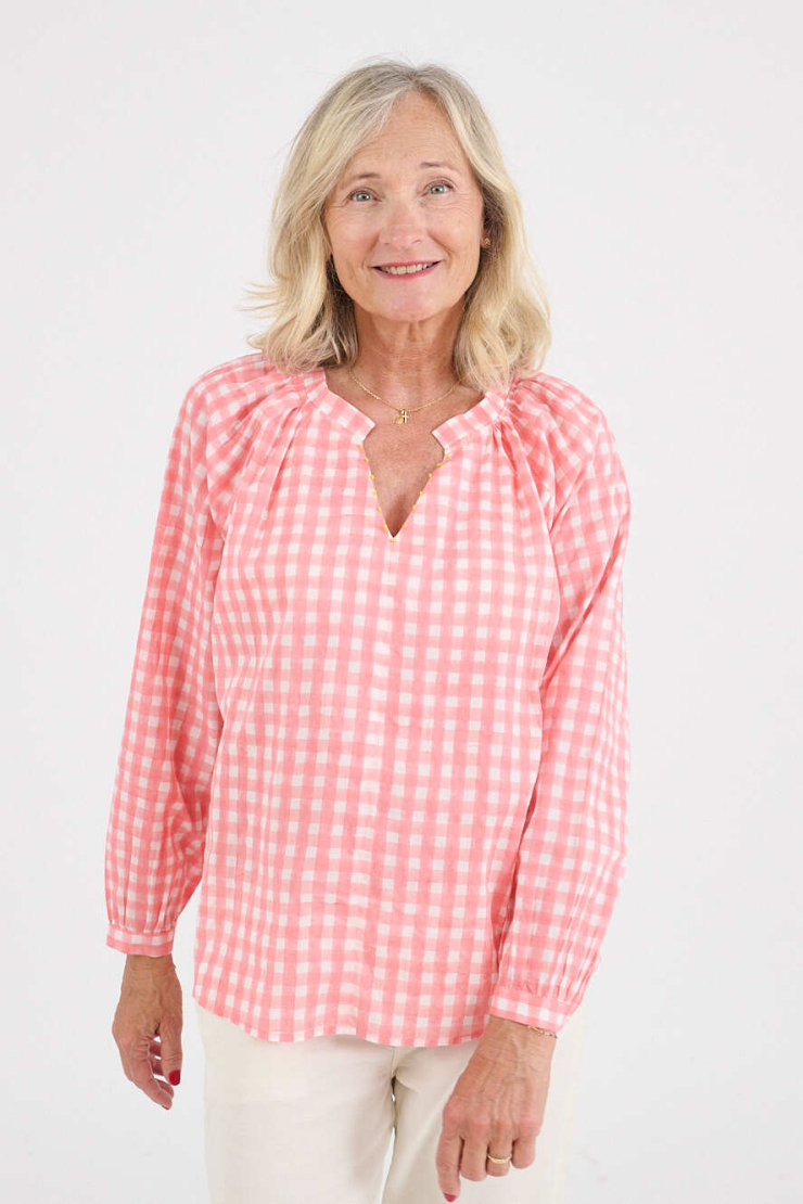 IRIS GINGHAM BLOUSE - Rose