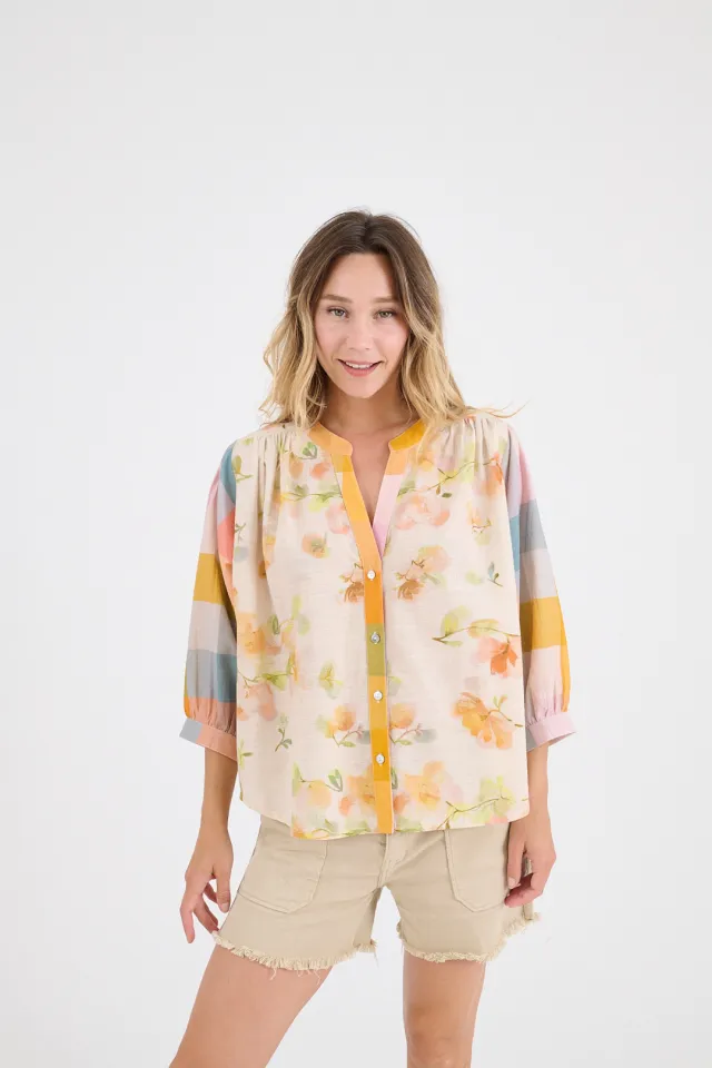 COCO JOAN Women's Slub Cotton Blouses | Story Topic
