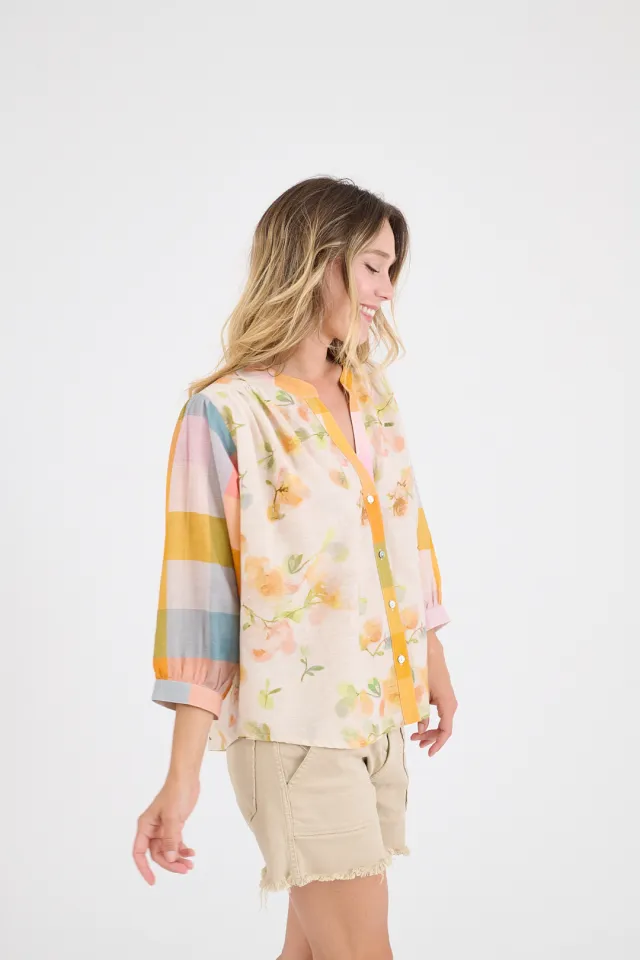 COCO JOAN Women's Slub Cotton Blouses | Story Topic