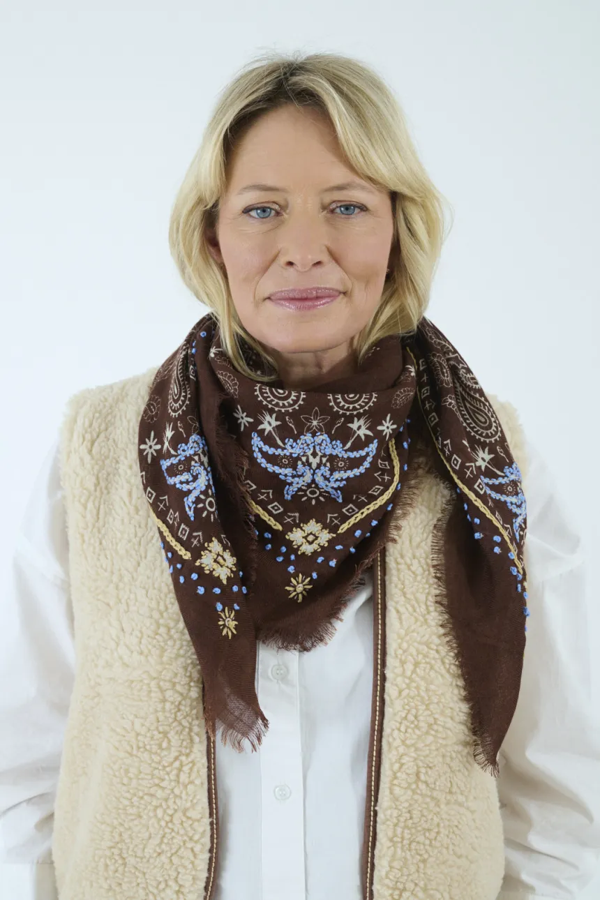 Small NELLY square in Wool, Cashmere for Woman| Storiatipic