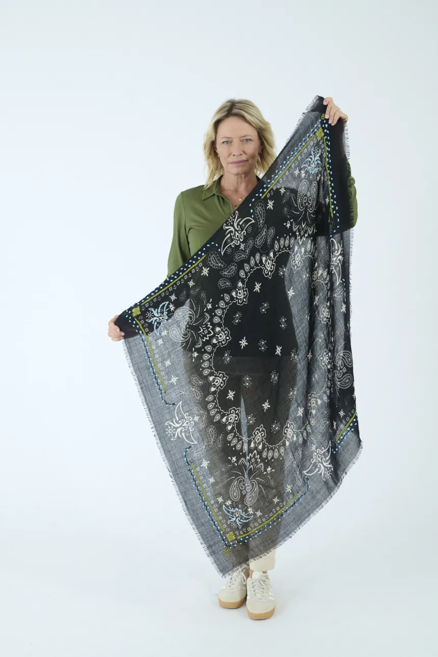 Small NELLY square in Wool, Cashmere for Woman| Storiatipic
