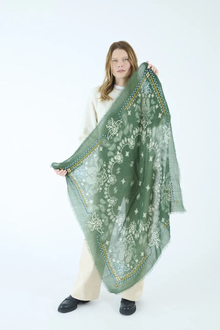 Small NELLY square in Wool, Cashmere for Woman| Storiatipic