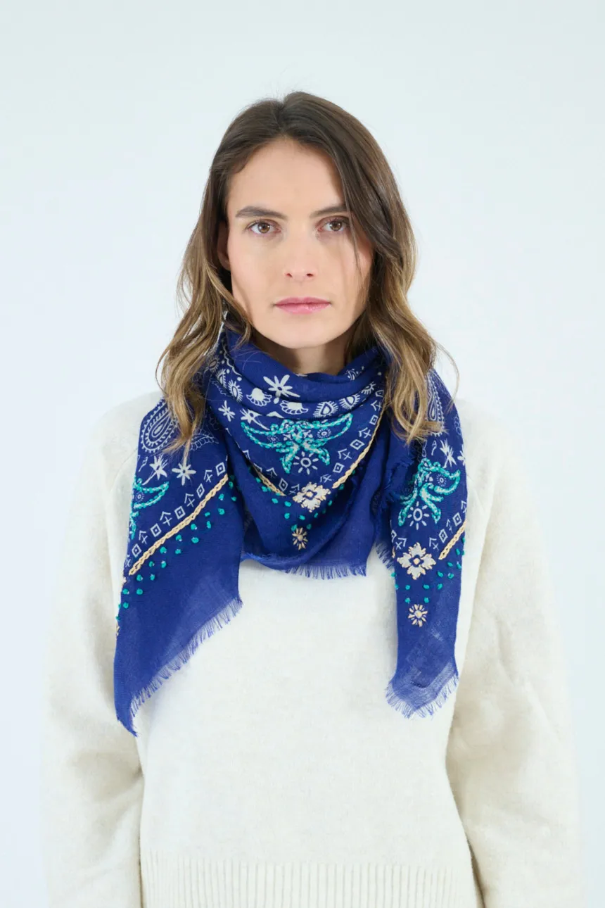 Small NELLY square in Wool, Cashmere for Woman| Storiatipic